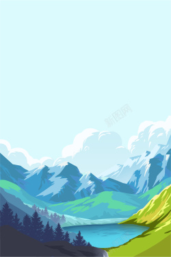 手绘培训山脉自然风光背景矢量图高清图片