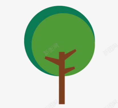 镶色图案绿色卡通小树图标图标