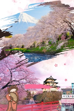 日本旅游日本樱花背景模板背景