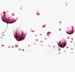 卡通紫粉色花朵背景素材