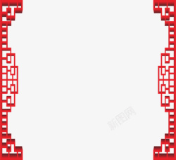 红色雕刻型花边装饰素材