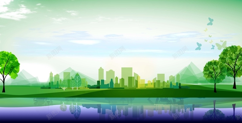 卡通绿色城市低碳出行海报背景模板psd设计背景_88icon https://88icon.com 低碳出行 公益海报 卡通 城市背景 手绘绿树 海报背景模板 绿色 绿色城市