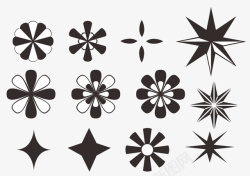 黑白星星装饰图案素材