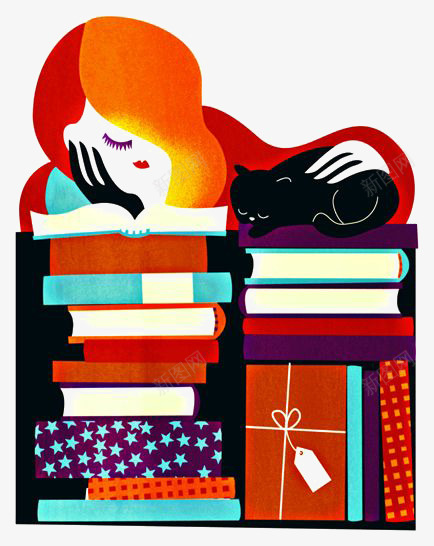 抱着书的女人png免抠素材_88icon https://88icon.com 书 卡通 女人 手绘 抽象 插画 黑猫