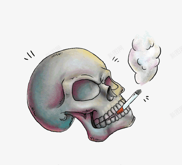 创意吸烟有害健康骷髅头插画png免抠素材_88icon https://88icon.com 创意设计 吸烟 吸烟有害健康 头骨 插画 骷髅