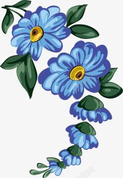 手绘蓝色花卉欧式海报素材