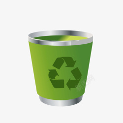 手绘绿色回收箱素材