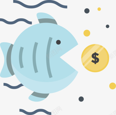 各种小鱼免抠png小鱼金融赚钱插画矢量图图标图标