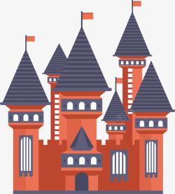 红色城堡建筑矢量图素材