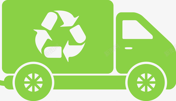 绿色卡通回收车子图图标图标