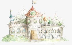 可爱手绘卡通城堡素材