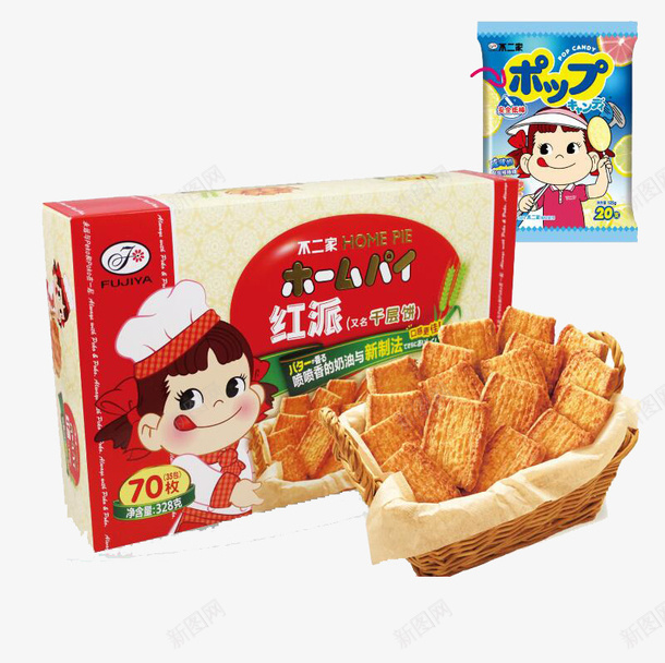 不二家红派png免抠素材_88icon https://88icon.com 产品实物 牛奶妹 红色 零食 饼干