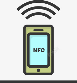 卡通NFC手机便携式NFC支付矢量图高清图片