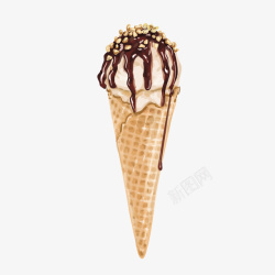 巧克力奶油装饰冰淇淋矢量图素材