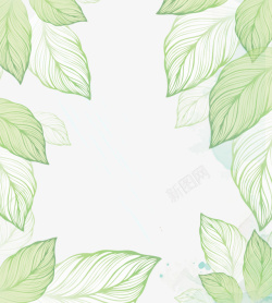 绿色卡通手绘树叶素材