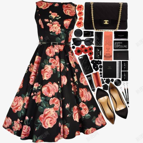 花裙子和高跟鞋png免抠素材_88icon https://88icon.com 服装搭配 花裙子 高跟鞋