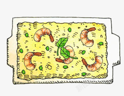 卡通简约美食装饰广告虾子饭素材