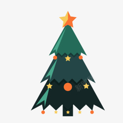 黑绿色星星装饰圣诞树矢量图素材