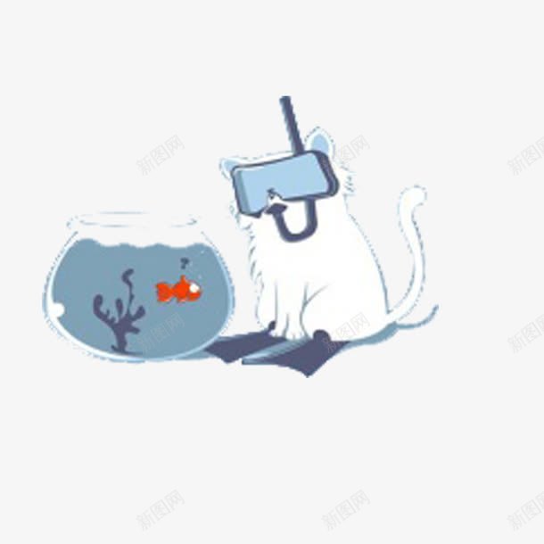 卡通猫png免抠素材_88icon https://88icon.com 潜水 猫 鱼 鱼缸