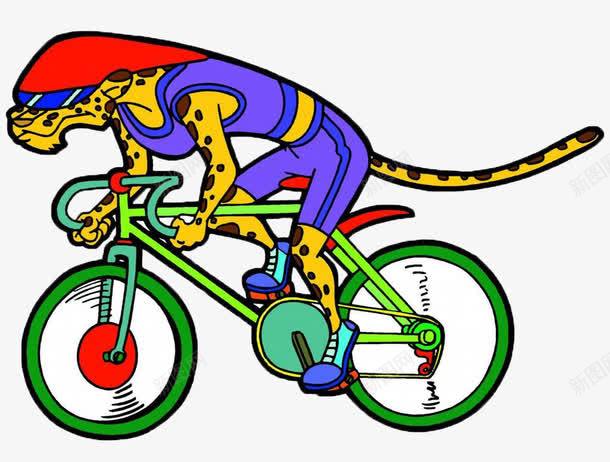 骑自行车的豹子png免抠素材_88icon https://88icon.com 卡通 卡通花豹 猎豹 猎豹头 豹头 豹子 运动