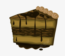 卡通手绘黑色巧克力三角蛋糕素材
