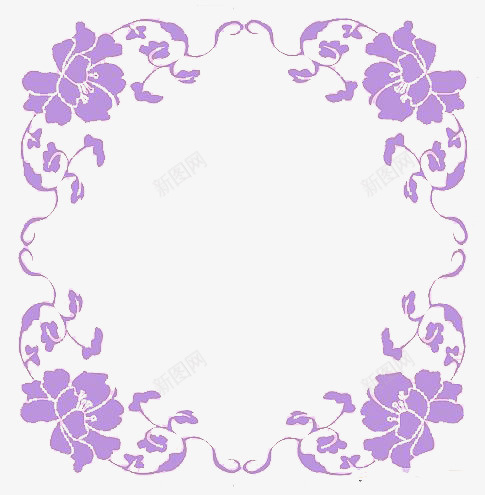 一个紫色的花朵装饰框png免抠素材_88icon https://88icon.com 紫色的 纹样 花朵 装饰框