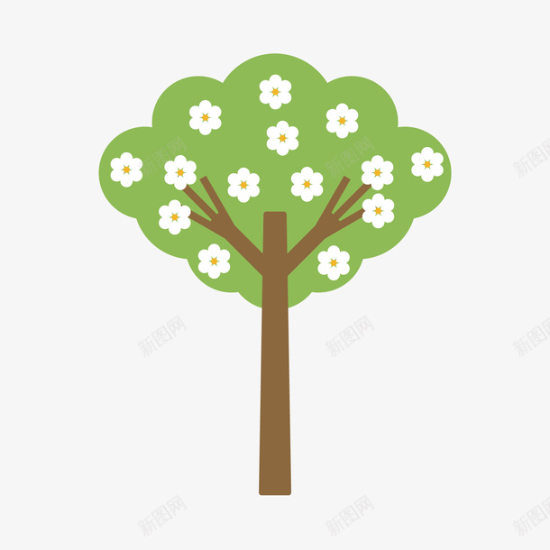 卡通绿树矢量图ai免抠素材_88icon https://88icon.com 卡通 春天 绿树 矢量图