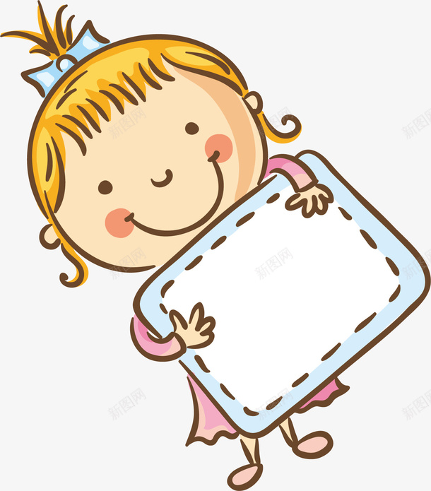 抱画板的小女孩矢量图ai免抠素材_88icon https://88icon.com 儿童 创意 卡通手绘 女孩 微笑 黄色头发 矢量图