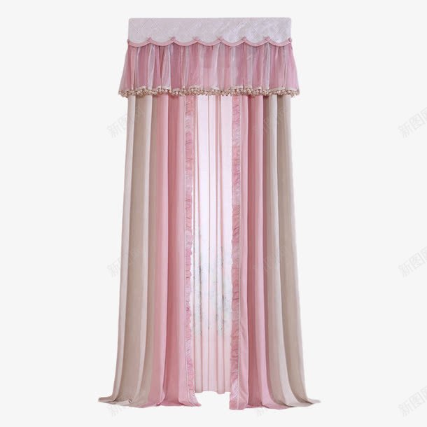 卧室的窗帘png免抠素材_88icon https://88icon.com 布料 帘子 粉色 纱帘 软装