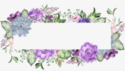 手绘水彩植物花朵边框素材