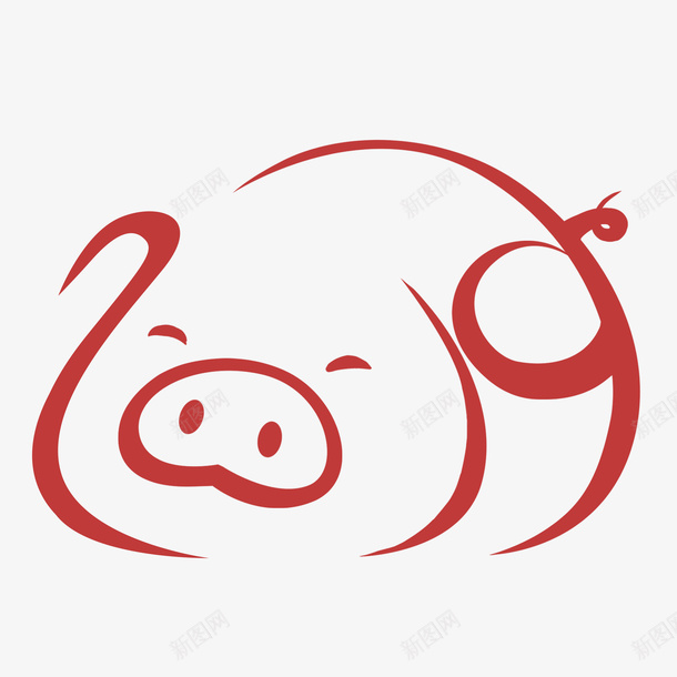 猪猪线条透明背景png免抠素材_88icon https://88icon.com 中国风 卡通 手绘猪 猪线条