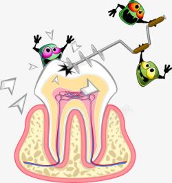 破坏牙齿的细菌矢量图素材