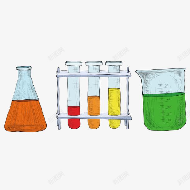 手绘化学实验容器png免抠素材_88icon https://88icon.com 化学试剂 实验 容器 手绘