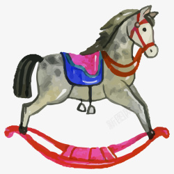 手绘水彩马装饰图素材