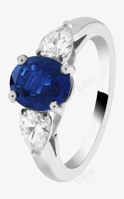 产品实物圆形单颗蓝宝石戒指素材