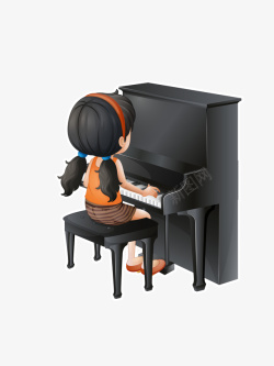 小女孩钢琴弹奏素材