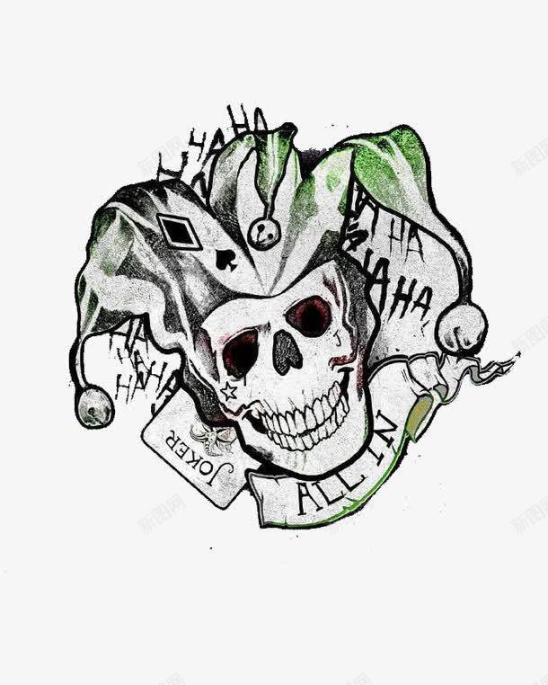 小丑骷髅纹身图png免抠素材_88icon https://88icon.com joker 小丑 纹身 骷髅