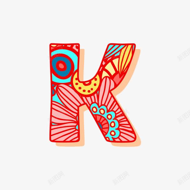 花纹字母Kpng免抠素材_88icon https://88icon.com 字母K 矢量字母 红色 花纹 花纹字母