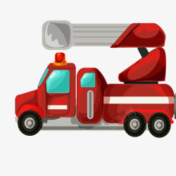 卡通手绘红色消防车矢量图素材