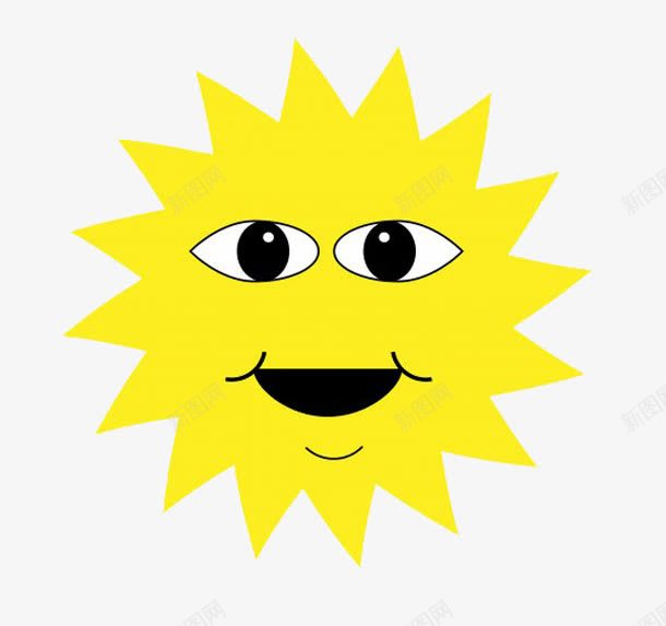 黄色微笑的太阳脸型png免抠素材_88icon https://88icon.com 免抠 卡通 太阳 手绘 脸型 黄色