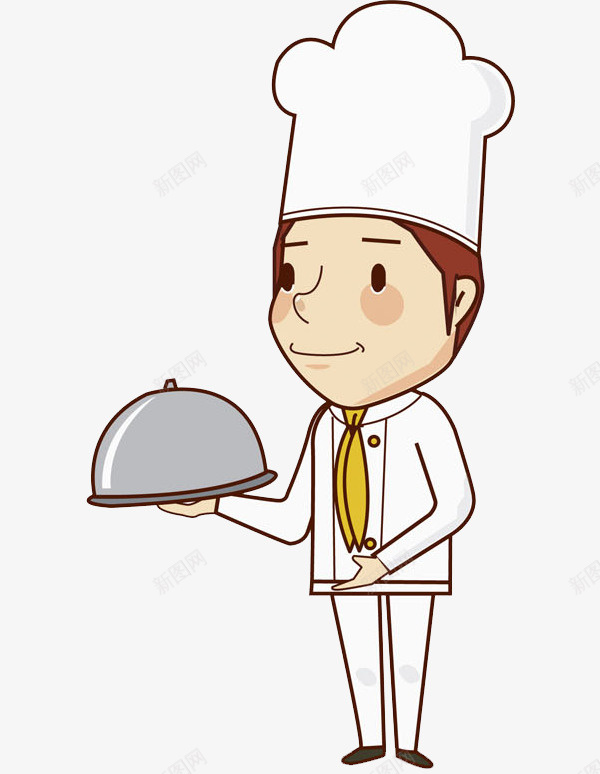 帅气的厨师图png免抠素材_88icon https://88icon.com 传菜员 卡通 帅气的 微笑的 插图 男人 白色的 盘子
