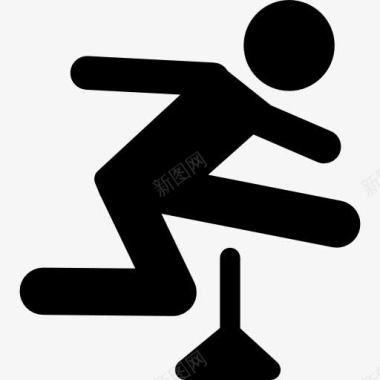 个人运动运动员跳跃的剪影图标图标