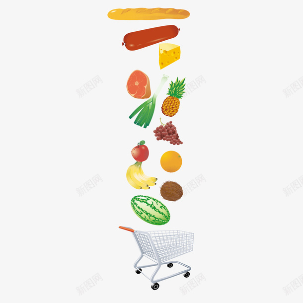 掉进购物车的蔬菜水果矢量图ai免抠素材_88icon https://88icon.com 水果 蔬菜 购物车 矢量图