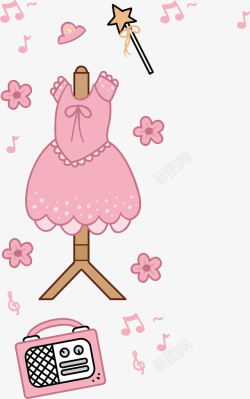 粉色小裙子矢量图素材