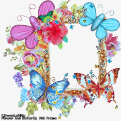 蝴蝶花纹图案相框素材