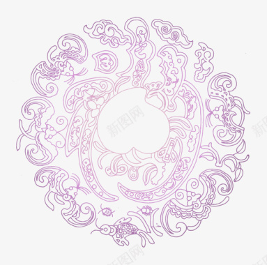 民族花纹图案紫色中国风花纹装饰图案图标图标