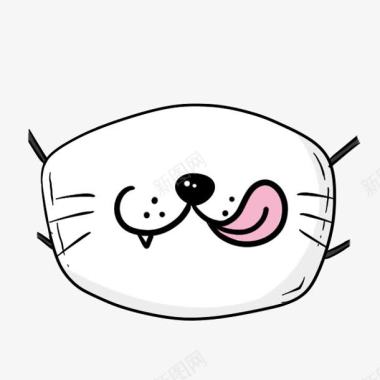 卡通白色猫脸图标图标