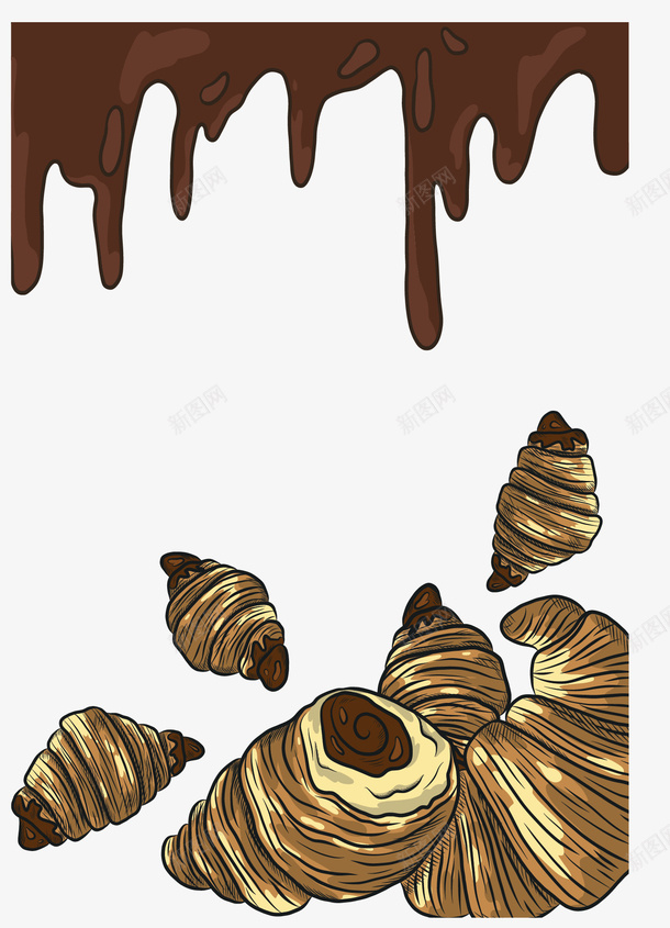 美味巧克力夹心面包矢量图ai免抠素材_88icon https://88icon.com 巧克力 巧克力面包 手绘面包 牛角包 矢量png 面包 矢量图