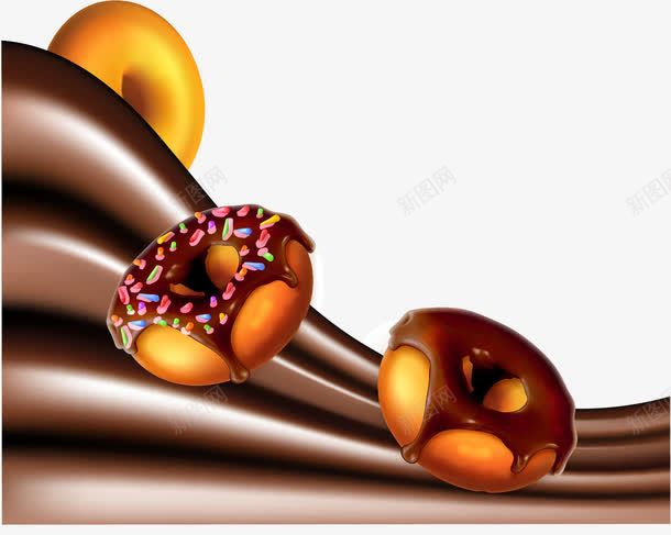 手绘巧克力甜甜圈png免抠素材_88icon https://88icon.com 巧克力甜甜圈 手绘 零食
