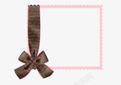 棕色蝴蝶结彩带装饰粉色相框素材